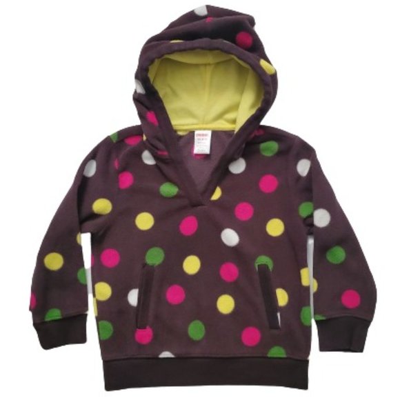 Gymboree Kids Girl's Black/Multi Microfleece Polka Dot Pullover Hoodie Size XS - Picture 2 of 8